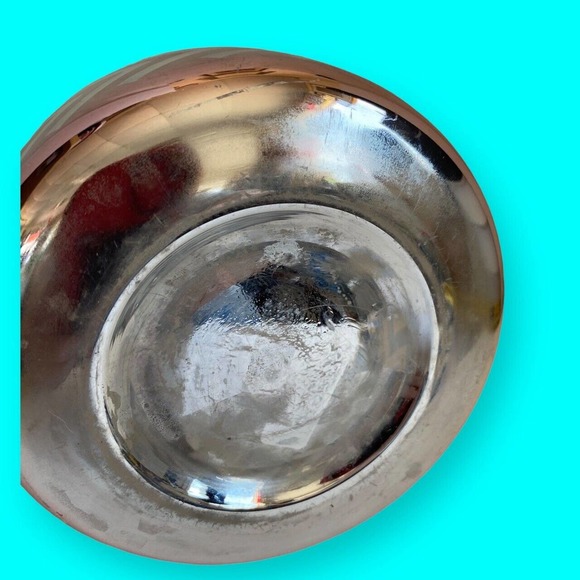 Vintage Leather Handled Glass Ice Bucket Gold Metallic Vertical Zigzag Chevron - Picture 6 of 8